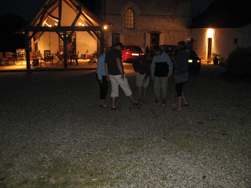 Boules in the courtyard after dark, June 2009