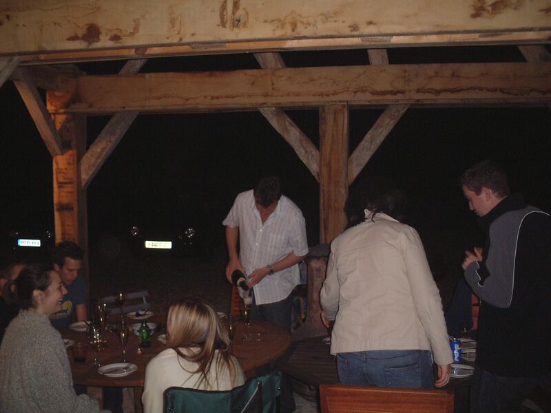 Dinner under the covered terrace after dark